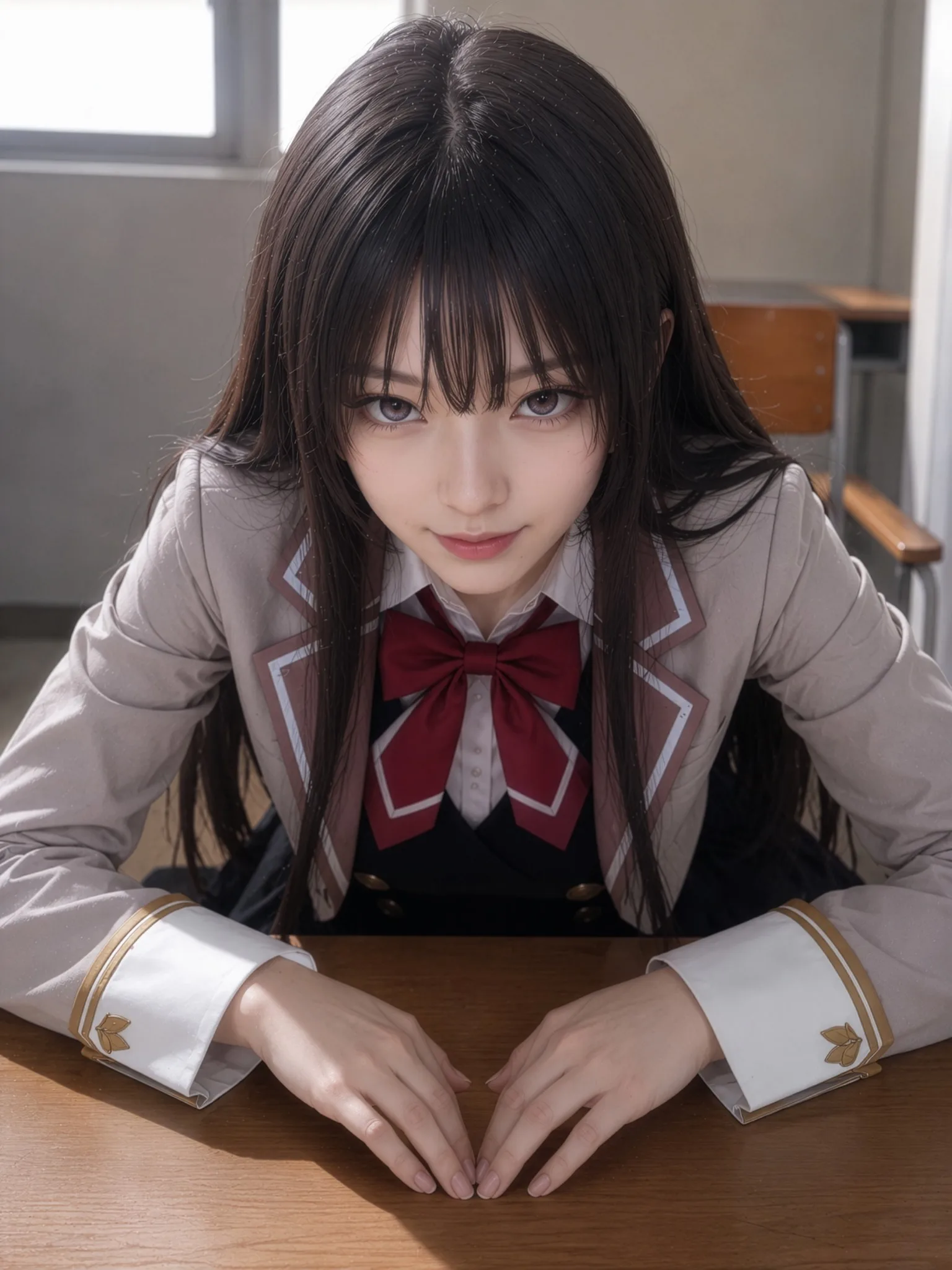 教室風の制服コスプレ