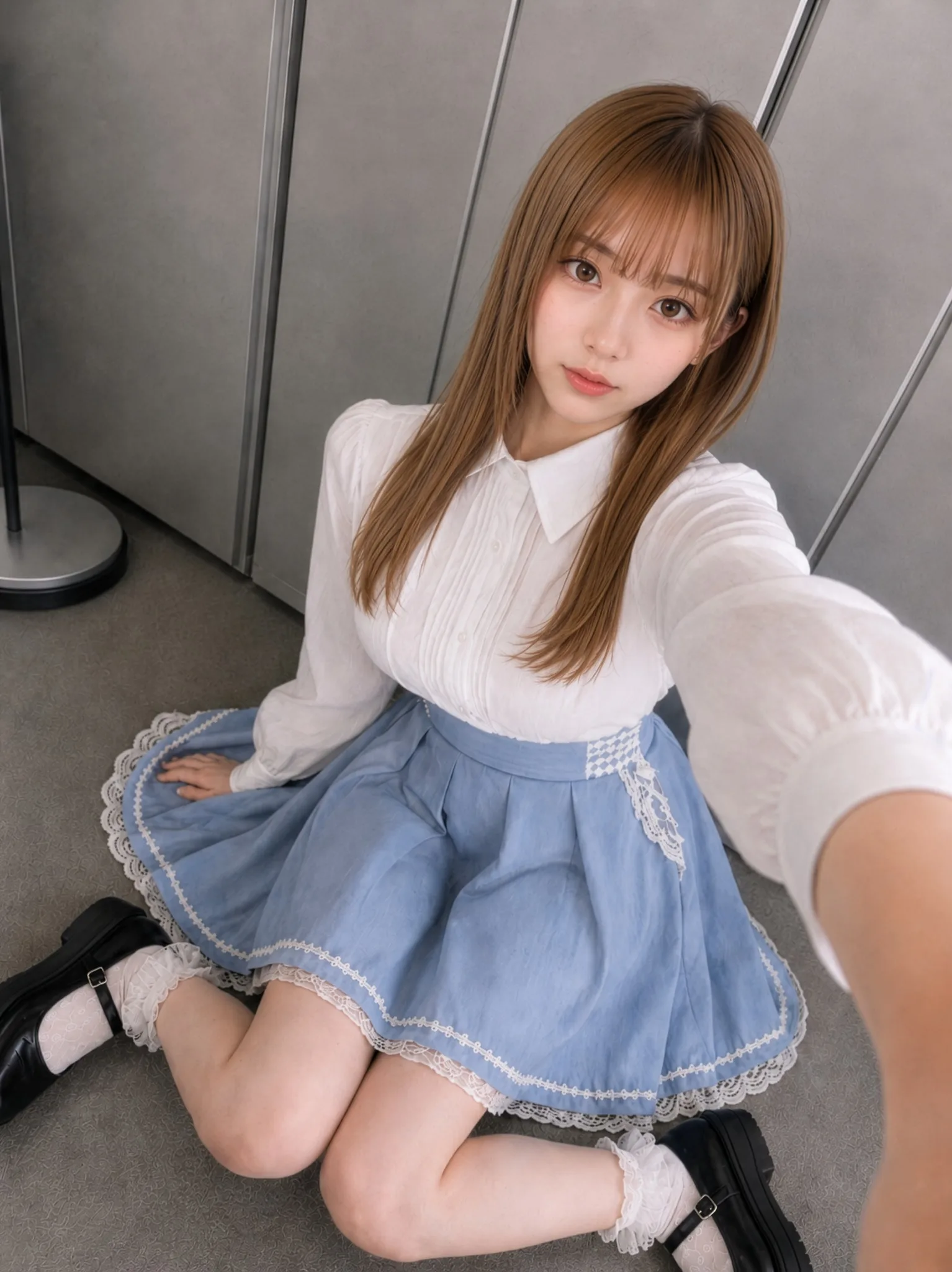 青いスカートを着たポートレート