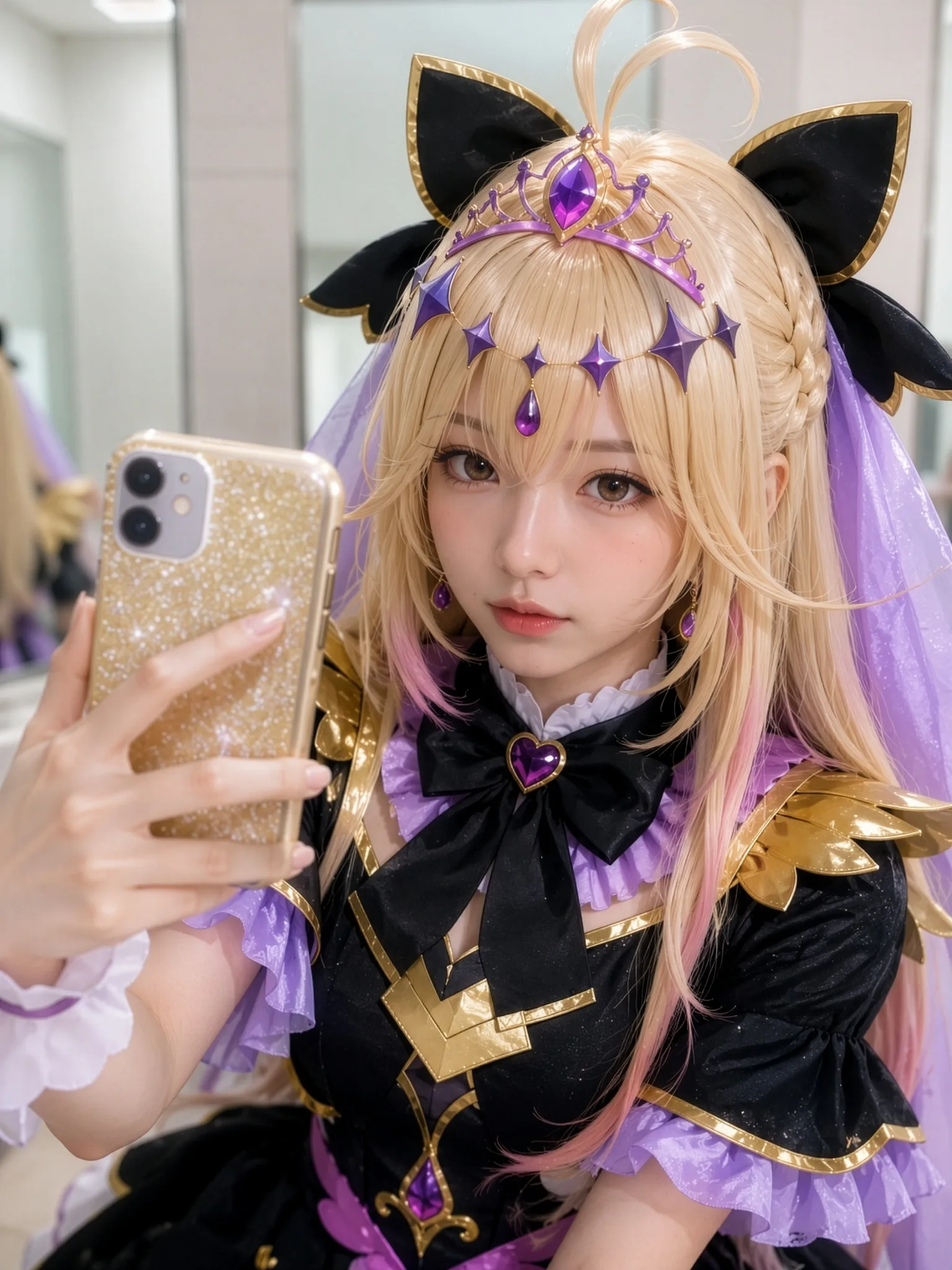 紫と黒のファンタジー衣装のリスカ